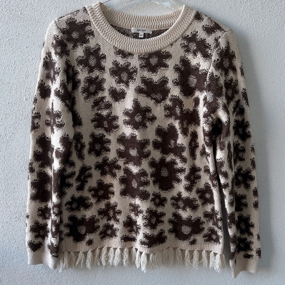 Tyler Boe Long Sleeve Crew Neck Sweater Size M Teddy Bear Mohair Casual Office‎